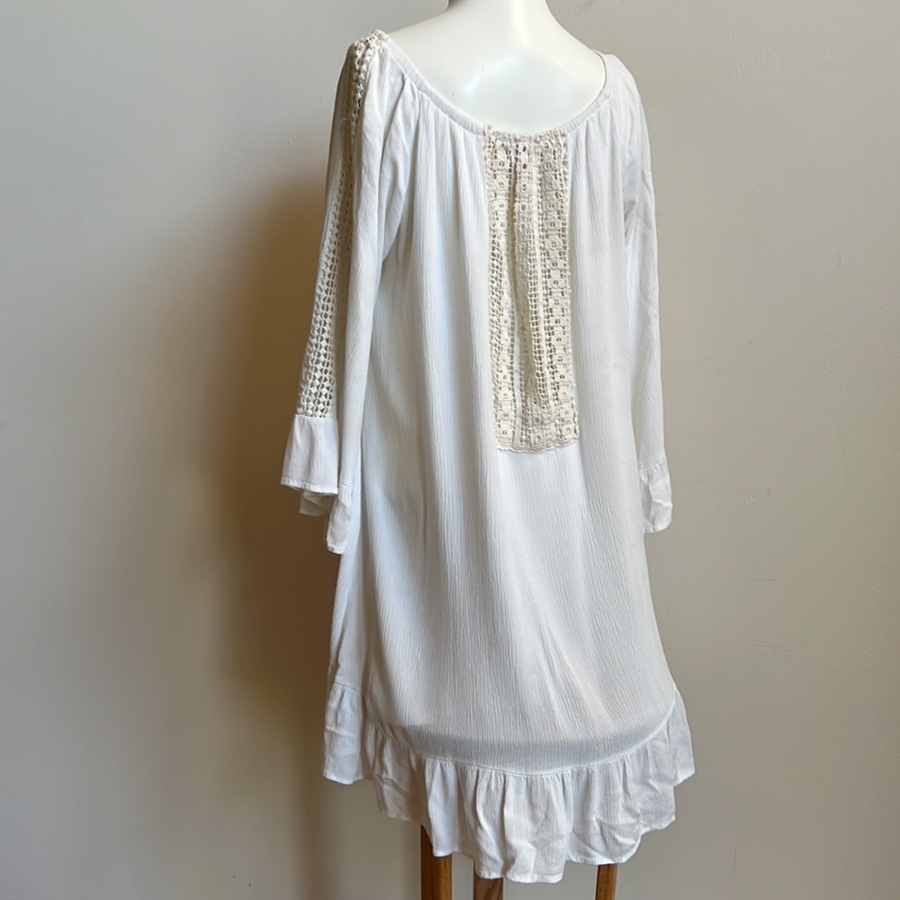 J & M bohemian dress by J&M flowing sleeve with embroidery in soft cream